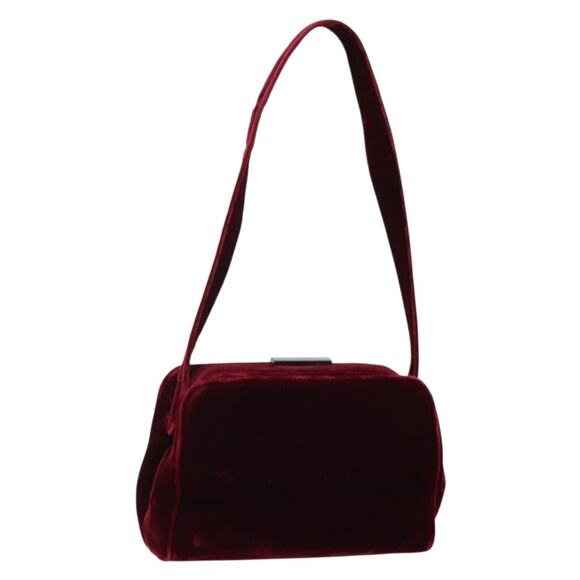 PRADA Shoulder Bag Velor Red - Picture 1 of 9